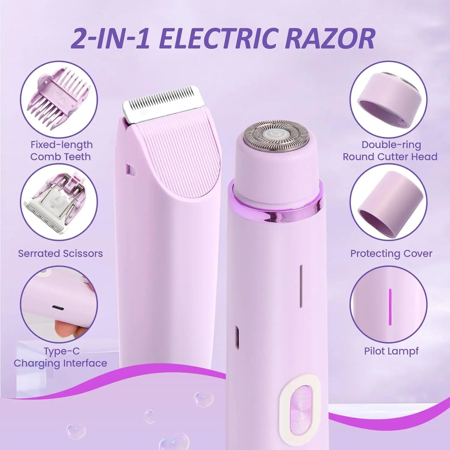 Rasoir Électrique 2-en-1 IPX7 Étanche – Bikini & Corps | ZEPH