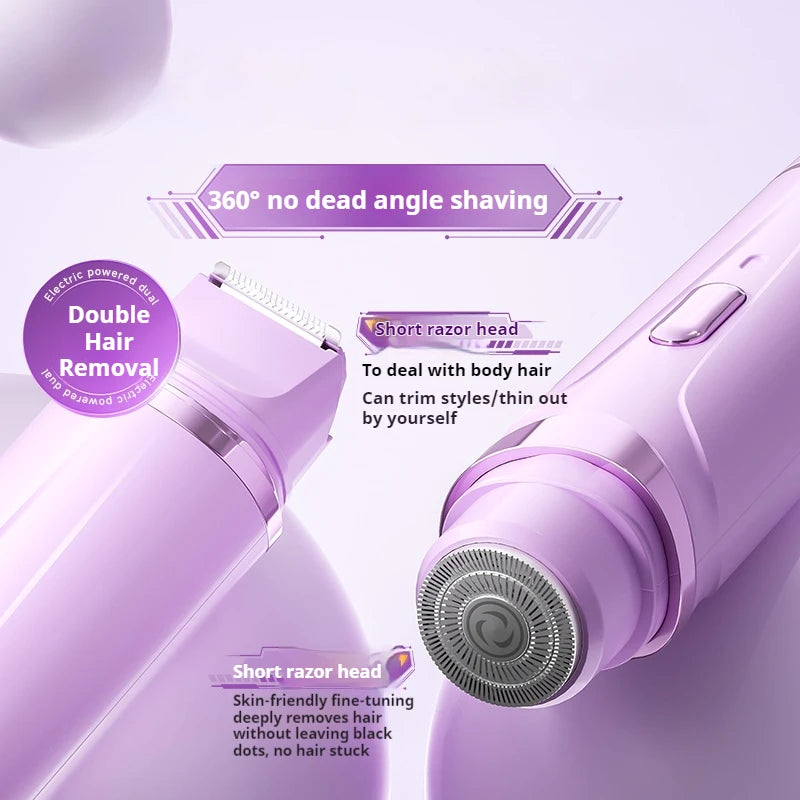 Rasoir électrique 2 en 1 pour femmes, épilation indolore, tondeuse corporelle Rechargeable, aisselles, moustache, épilateur